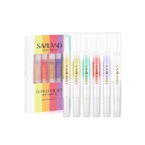 Saviland 6-Piece Cuticle Oil Set with Jojoba, 0.08 Fl Oz Tube, Strengthens, Moisturizing, Easy to Apply